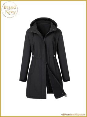 Womens Fleece Lined Rain Jacket Windproof Hooded Softshell Raincoat